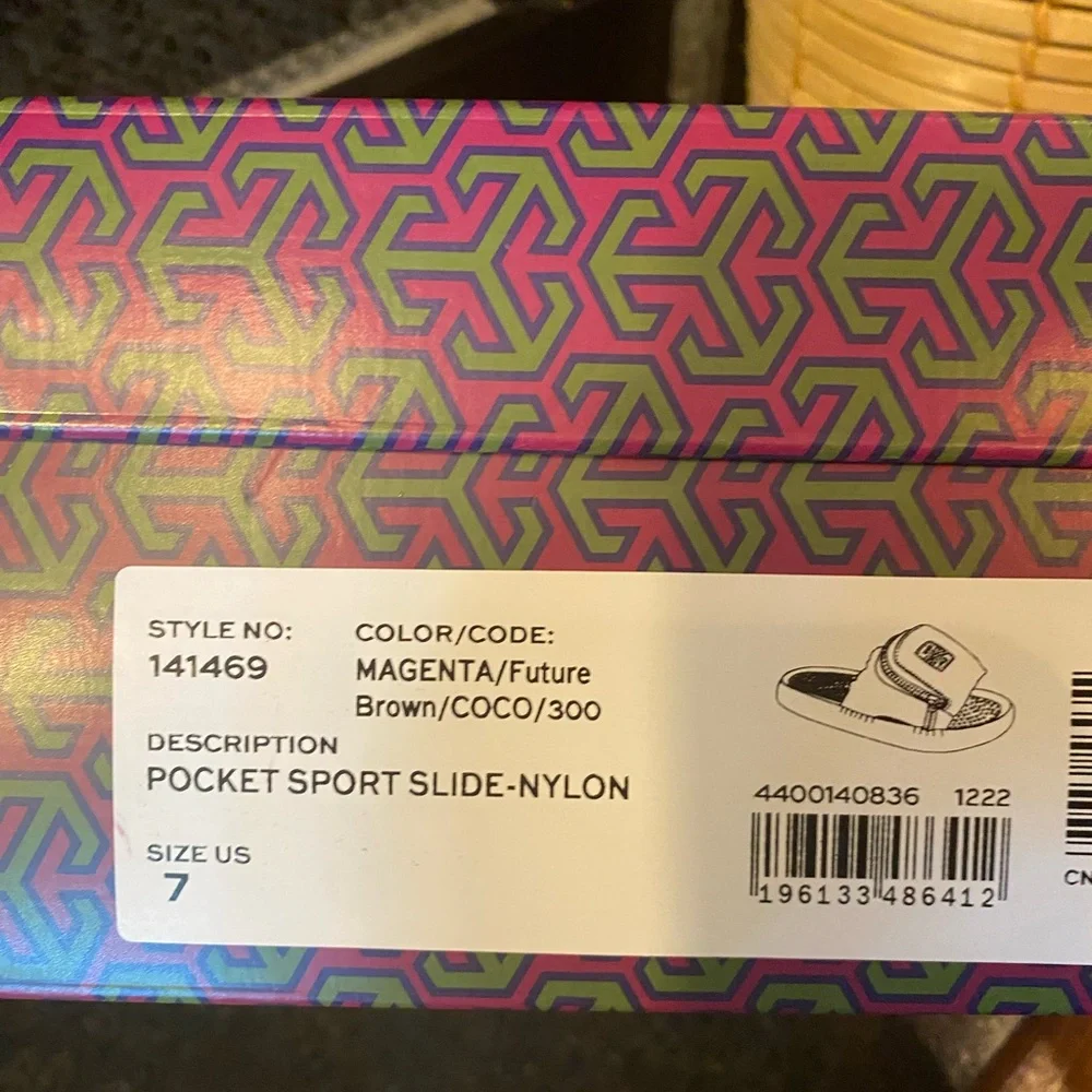 Tory Burch Fuchsia Slide Sandals with Pouch